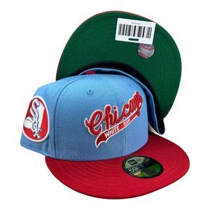 New Era Chicago White Sox Sky Blue MLB 59FIFTY Fitted Hat Size 7 1/8 Side Patch